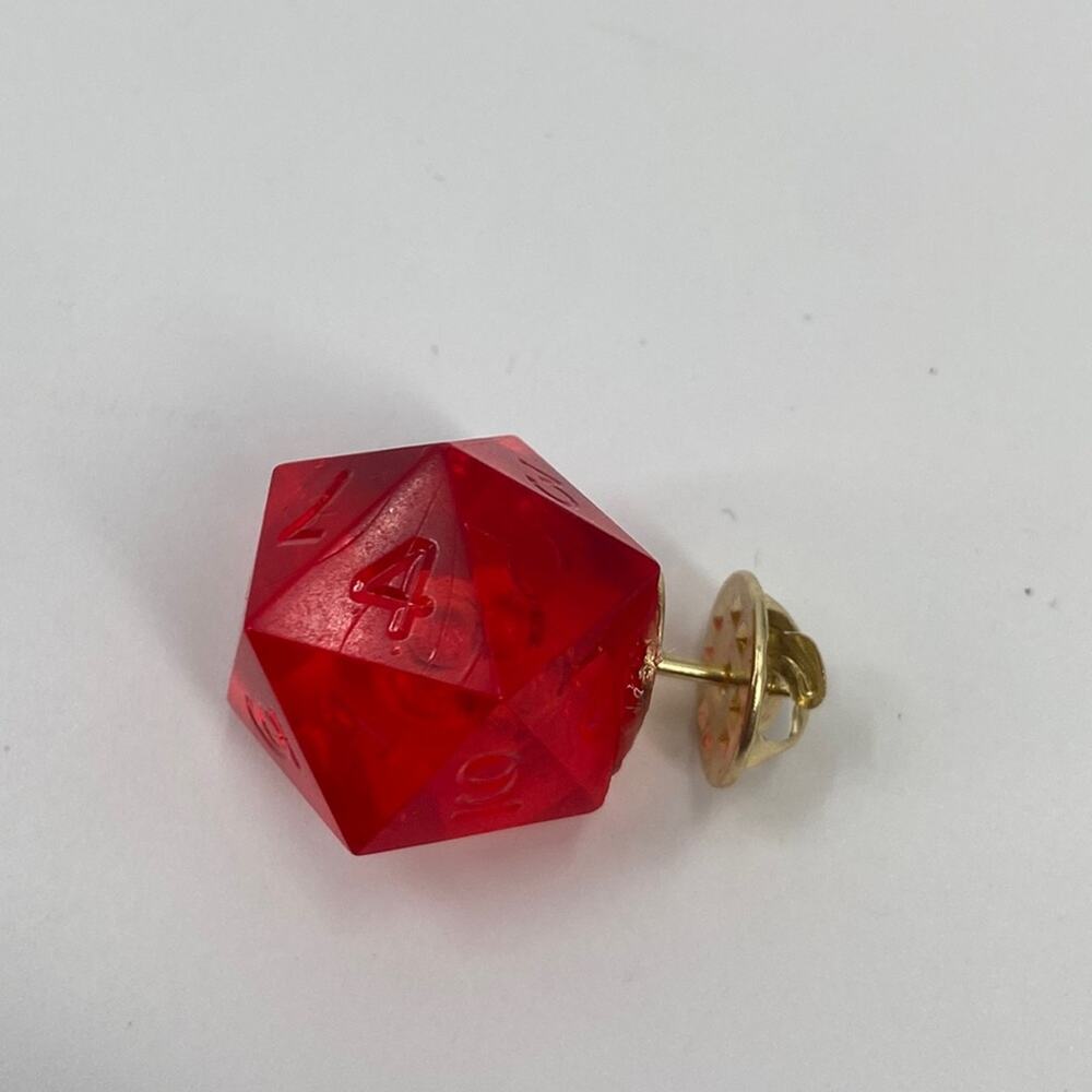 Handmade d and d red dice pin